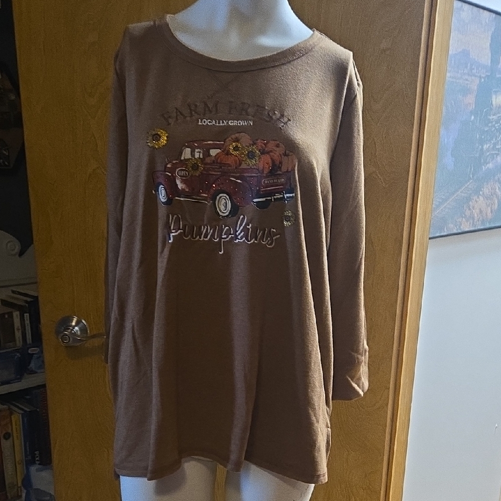 3/4 Sleeve Pumpkin Shirt